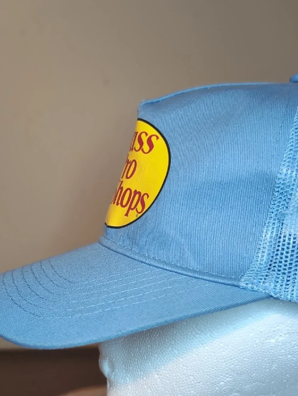 Bass Pro Shops Light Blue Mesh Back Hat with Yellow Logo